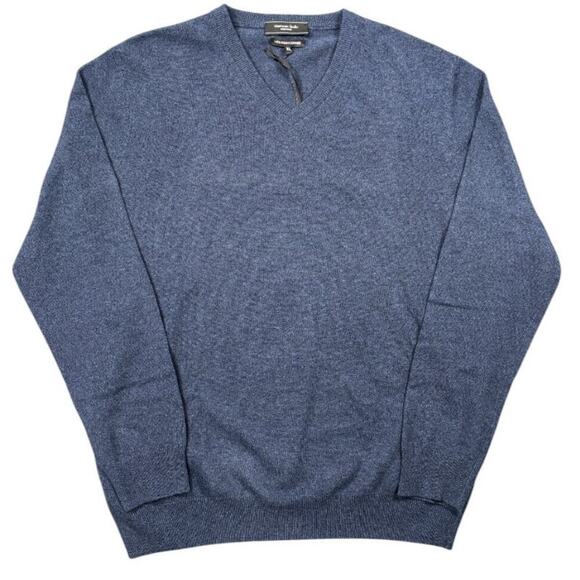 NWT Mantovani Studio Men's Italian Cashmere V Neck‎ Sweater XL Blue - Picture 1 of 5